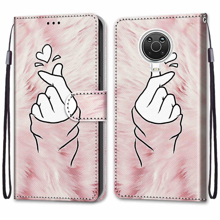 For Nokia G20 / G10 / 6.3 Coloured Drawing Cross Texture Horizontal Flip PU Leather Case with Holder & Card Slots & Wallet & Lanyard(Pink Hands Heart) - Nokia Cases by buy2fix | Online Shopping UK | buy2fix