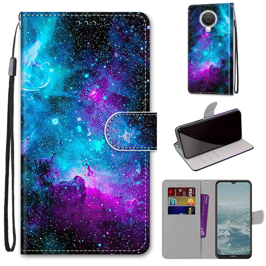 For Nokia G20 / G10 / 6.3 Coloured Drawing Cross Texture Horizontal Flip PU Leather Case with Holder & Card Slots & Wallet & Lanyard(Purple Green Starry Sky) - Nokia Cases by buy2fix | Online Shopping UK | buy2fix