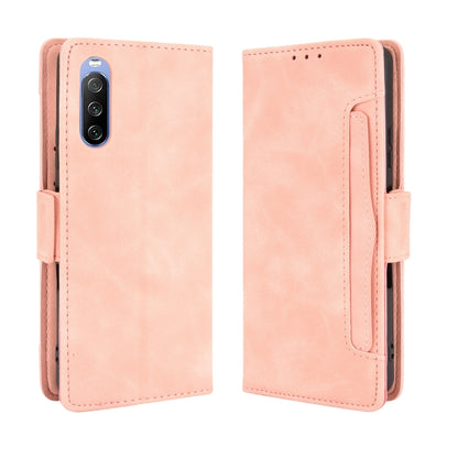 For Sony Xperia 10 III Skin Feel Calf Pattern Horizontal Flip Leather Case with Holder & Card Slots & Photo Frame(Pink) - Sony Cases by buy2fix | Online Shopping UK | buy2fix