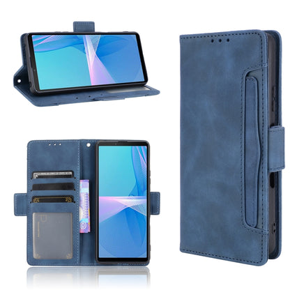 For Sony Xperia 10 III Skin Feel Calf Pattern Horizontal Flip Leather Case with Holder & Card Slots & Photo Frame(Blue) - Sony Cases by buy2fix | Online Shopping UK | buy2fix