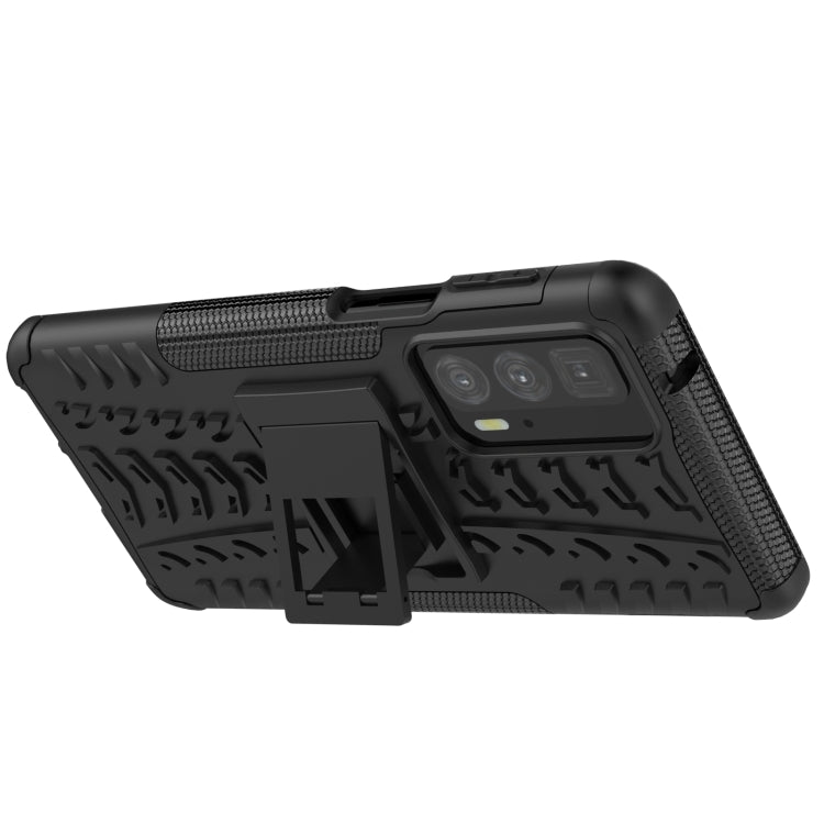 For Motorola Edge 20 Pro Tire Texture Shockproof TPU+PC Protective Case with Holder(Black) - Motorola Cases by buy2fix | Online Shopping UK | buy2fix