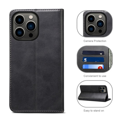 For iPhone 13 Pro Calf Texture Horizontal Flip Leather Case with Holder & Card Slots & Wallet (Black) - iPhone 13 Pro Cases by buy2fix | Online Shopping UK | buy2fix