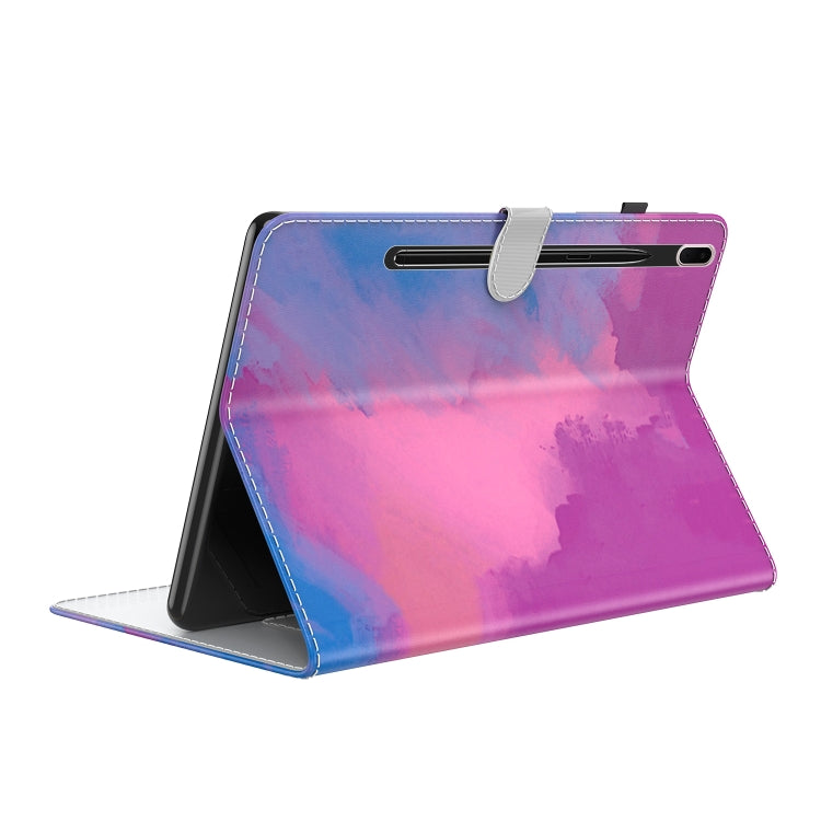 For Samsung Galaxy Tab S7 FE 12.4 inch 2021 T730 / T736 Voltage Watercolor Pattern Skin Feel Magnetic Horizontal Flip PU Leather Case with Holder & Card Slots & Photo Frame(Purple Red) - Galaxy Tab S7 FE by buy2fix | Online Shopping UK | buy2fix