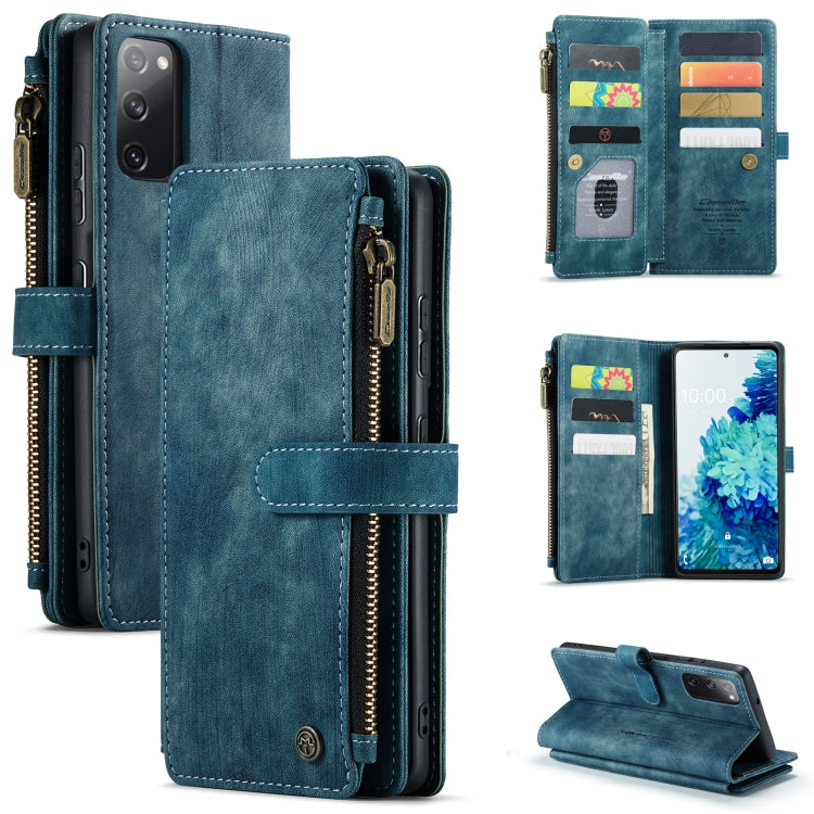 For Samsung Galaxy S20 FE CaseMe-C30 PU + TPU Multifunctional Horizontal Flip Leather Case with Holder & Card Slot & Wallet & Zipper Pocket(Blue) - Galaxy S20 FE Cases by CaseMe | Online Shopping UK | buy2fix