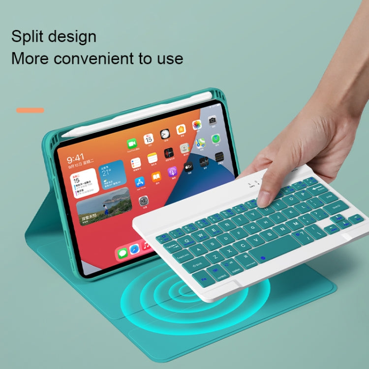 HK006D Square Keys Detachable Bluetooth Solid Color Keyboard Leather Tablet Case with Colorful Backlight & Holder for iPad mini 6(Mint Green) - For iPad mini by buy2fix | Online Shopping UK | buy2fix