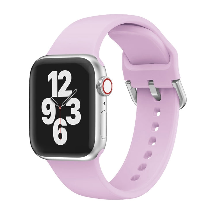 Single-color Silicone Buckle Strap Watch Band For Apple Watch Ultra 49mm&Watch Ultra 2 49mm / Series 9&8&7 45mm / SE 3&SE 2&6&SE&5&4 44mm / 3&2&1 42mm(Lavender) - Watch Bands by buy2fix | Online Shopping UK | buy2fix