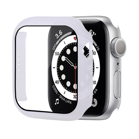 Shockproof PC Protective Case with Tempered Glass Film For Apple Watch Series 8 / 7 41mm(Bright White) - Watch Cases by buy2fix | Online Shopping UK | buy2fix