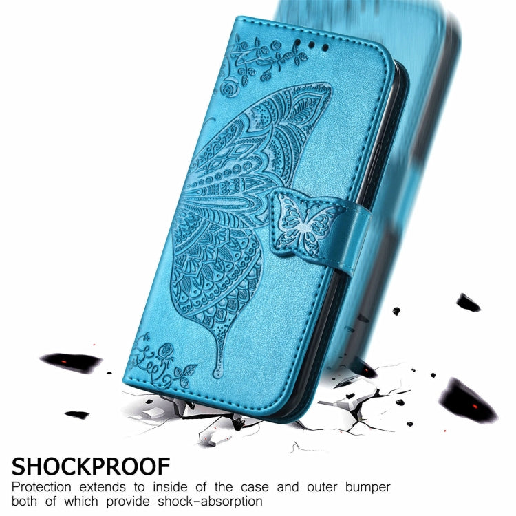 For OPPO Realme GT Master Butterfly Love Flower Embossed Horizontal Flip Leather Case with Holder & Card Slots & Wallet & Lanyard(Blue) - Realme Cases by buy2fix | Online Shopping UK | buy2fix