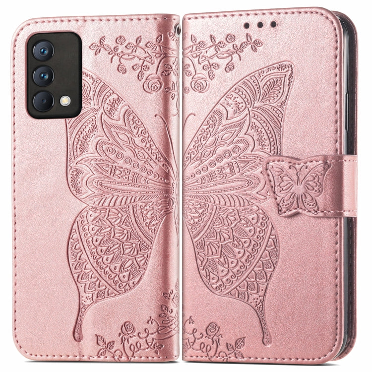 For OPPO Realme GT Master Butterfly Love Flower Embossed Horizontal Flip Leather Case with Holder & Card Slots & Wallet & Lanyard(Rose Gold) - Realme Cases by buy2fix | Online Shopping UK | buy2fix
