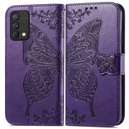 For OPPO Realme GT Master Butterfly Love Flower Embossed Horizontal Flip Leather Case with Holder & Card Slots & Wallet & Lanyard(Dark Purple) - Realme Cases by buy2fix | Online Shopping UK | buy2fix