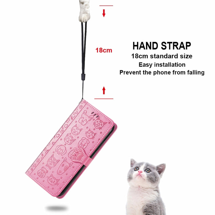 For Motorola Moto Edge 20 Lite Lovely Cat and Dog Embossing Pattern Horizontal Flip Leather Case , with Holder & Card Slots & Wallet & Cartoon Clasp & Lanyard(Pink) - Motorola Cases by buy2fix | Online Shopping UK | buy2fix