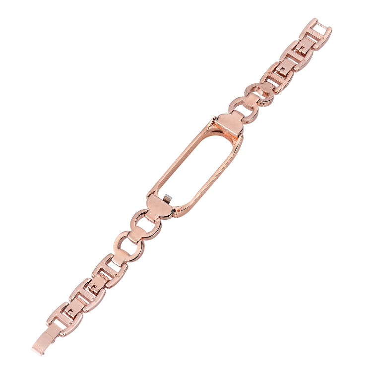 For Xiaomi Mi Band 6 / 5 8-shaped Diamond Alloy Watch Band(Rose Gold) - Watch Bands by buy2fix | Online Shopping UK | buy2fix