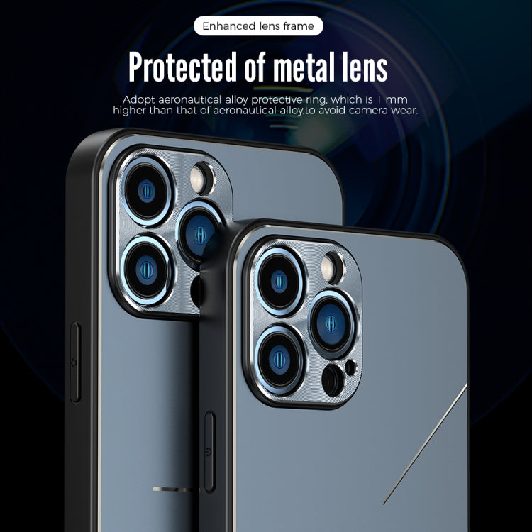 For iPhone 12 R-JUST RJ-52 3-Line Style Metal TPU Shockproof Protective Case(Black) - iPhone 12 / 12 Pro Cases by R-JUST | Online Shopping UK | buy2fix