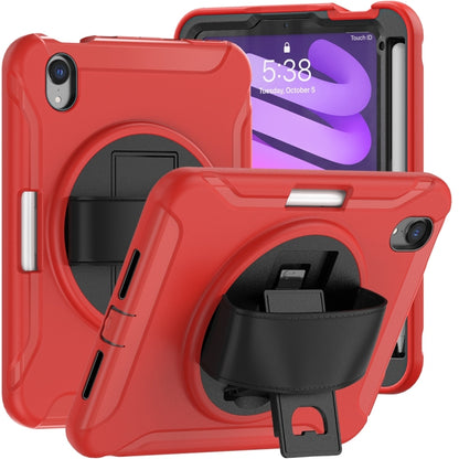 For iPad mini 6 360 Degree Rotation PC + TPU Protective Tablet Case with Holder & Hand-strap(Red) - iPad mini 6 Cases by buy2fix | Online Shopping UK | buy2fix