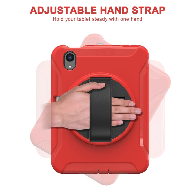 For iPad mini 6 360 Degree Rotation PC + TPU Protective Tablet Case with Holder & Hand-strap(Red) - iPad mini 6 Cases by buy2fix | Online Shopping UK | buy2fix