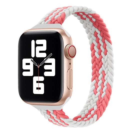 Small Waist Single Loop Nylon Braid Watch Band For Apple Watch Ultra 49mm&Watch Ultra 2 49mm / Series 9&8&7 45mm / SE 3&SE 2&6&SE&5&4 44mm / 3&2&1 42mm, Size:S 145mm(Z Pattern-Pink White) - Watch Bands by buy2fix | Online Shopping UK | buy2fix