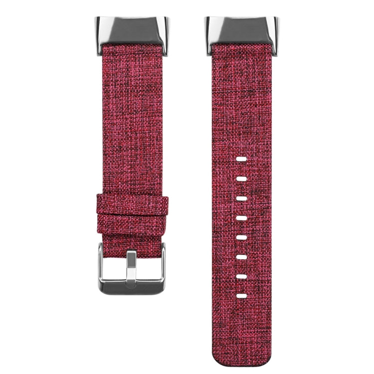 For Fitbit Charge 5 Nylon Canvas Watch Band(Purple Red) - Watch Bands by buy2fix | Online Shopping UK | buy2fix