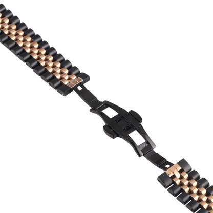 20mm Five-bead Stainless Steel Watch Band(Black Rose Gold) - 20mm Bands by buy2fix | Online Shopping UK | buy2fix