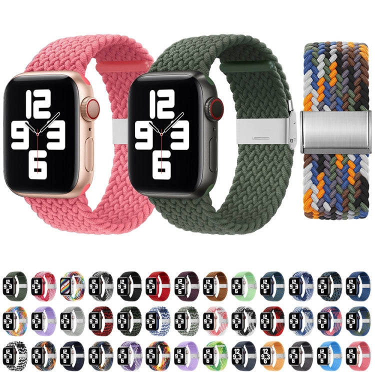 Nylon Braid One Buckle Watch Band For Apple Watch Series 9&8&7 41mm / SE 3&SE 2&6&SE&5&4 40mm / 3&2&1 38mm(Blue Green) - Watch Bands by buy2fix | Online Shopping UK | buy2fix