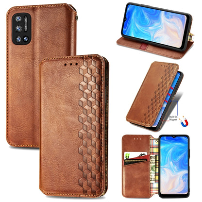 For Doogee N40 Pro Cubic Grid Pressed Horizontal Flip Magnetic Leather Case with Holder & Card Slots & Wallet(Brown) - More Brand by buy2fix | Online Shopping UK | buy2fix