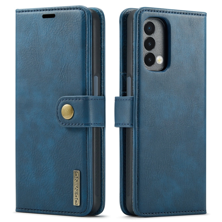 For OnePlus Nord 2 5G DG.MING Crazy Horse Texture Flip Detachable Magnetic Leather Case with Holder & Card Slots & Wallet(Blue) - OnePlus Cases by DG.MING | Online Shopping UK | buy2fix