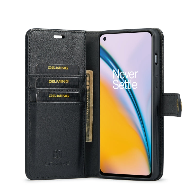 For OnePlus Nord N200 5G DG.MING Crazy Horse Texture Flip Detachable Magnetic Leather Case with Holder & Card Slots & Wallet(Black) - OnePlus Cases by DG.MING | Online Shopping UK | buy2fix