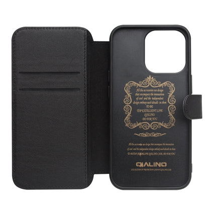 For iPhone 13 Pro Max QIALINO Magnetic Buckle Phone Leather Case with Card Slot (Black) - iPhone 13 Pro Max Cases by QIALINO | Online Shopping UK | buy2fix