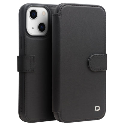 For iPhone 13 mini QIALINO Magnetic Buckle Phone Leather Case with Card Slot (Black) - iPhone 13 mini Cases by QIALINO | Online Shopping UK | buy2fix