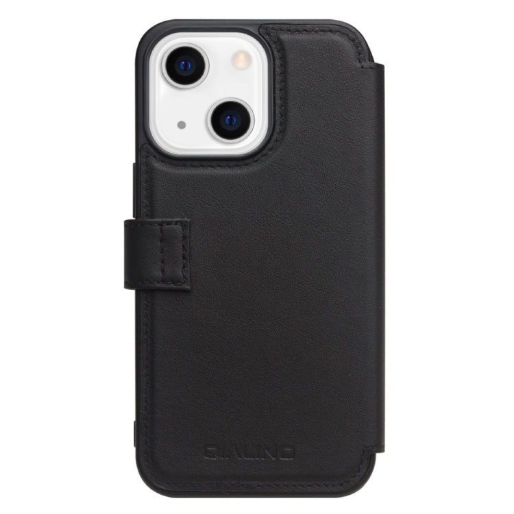 For iPhone 13 mini QIALINO Magnetic Buckle Phone Leather Case with Card Slot (Black) - iPhone 13 mini Cases by QIALINO | Online Shopping UK | buy2fix