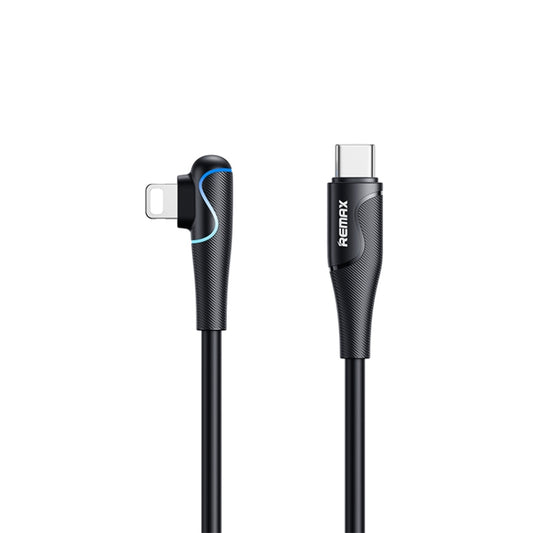 REMAX RC-192i Carrie Series PD 20W USB-C / Type-C to 8 Pin 90 Degree Elbow Fast Charging Gaming Data Cable, Cable Length: 1m(Black) - 2 in 1 Cable by REMAX | Online Shopping UK | buy2fix