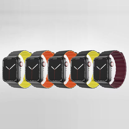 Mutural Moran Series Liquid Silicone Magnetic Strap Watch Band For Apple Watch Series 9&8&7 41mm / SE 3&SE 2&6&SE&5&4 40mm / 3&2&1 38mm(Black + Orange) - Watch Bands by Mutural | Online Shopping UK | buy2fix