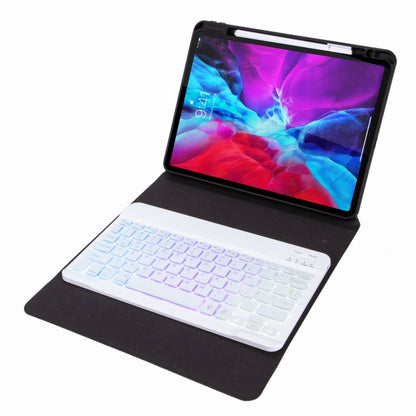 H-097S3 Tri-color Backlight Bluetooth Keyboard Leather Case with Rear Three-fold Holder For iPad 9.7 2018 & 2017(Purple) - Universal by buy2fix | Online Shopping UK | buy2fix