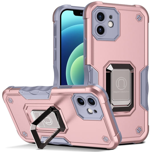 For iPhone 12 mini Ring Holder Non-slip Armor Phone Case (Rose Gold) - iPhone 12 mini Cases by buy2fix | Online Shopping UK | buy2fix