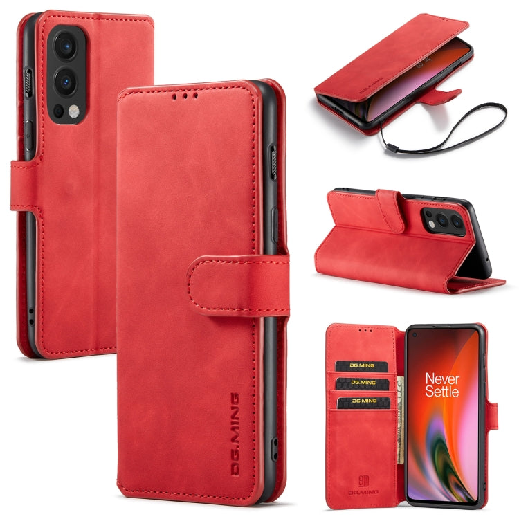 For OnePlus Nord 2 DG.MING Retro Oil Side Horizontal Flip Leather Case with Holder & Card Slots & Wallet(Red) - OnePlus Cases by DG.MING | Online Shopping UK | buy2fix