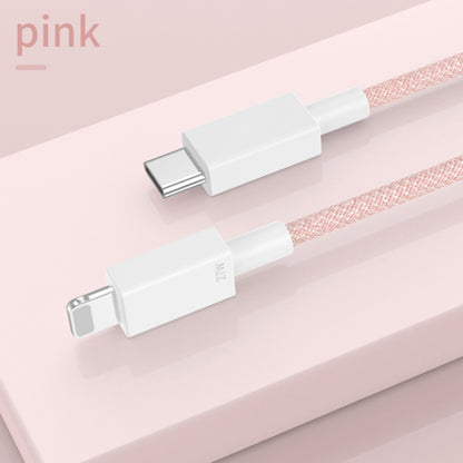 27W PD USB-C / Type-C to 8 Pin Fast Charging Braided Data Cable, Cable Length: 1m(Pink) - 2 in 1 Cable by buy2fix | Online Shopping UK | buy2fix