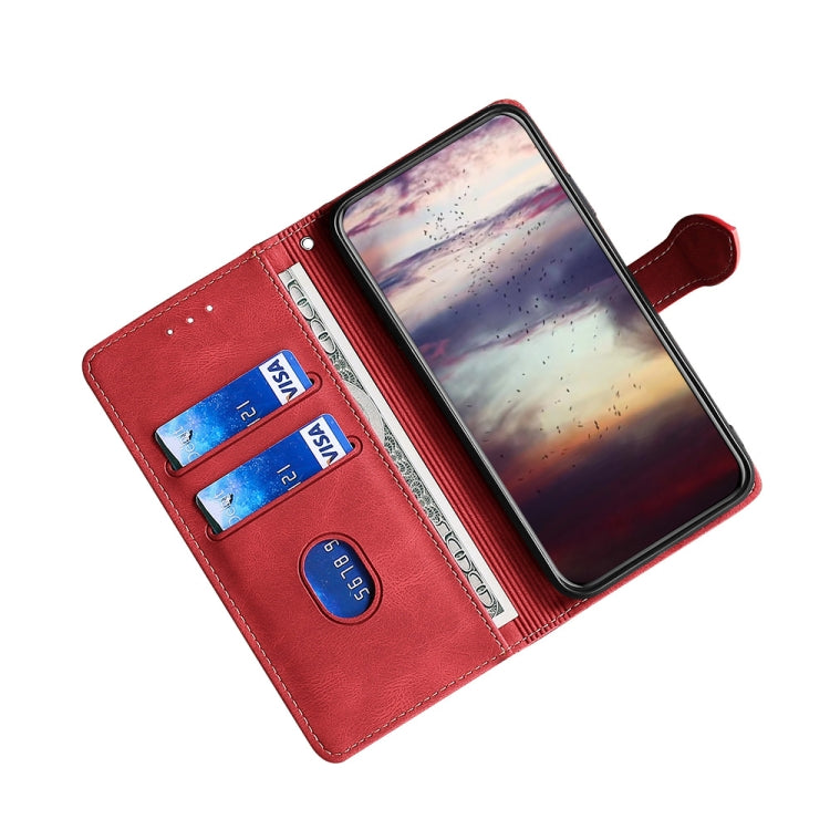 For Ulefone Note 12P Skin Feel Straw Hat Magnetic Buckle Leather Phone Case(Red) - Ulefone Cases by buy2fix | Online Shopping UK | buy2fix