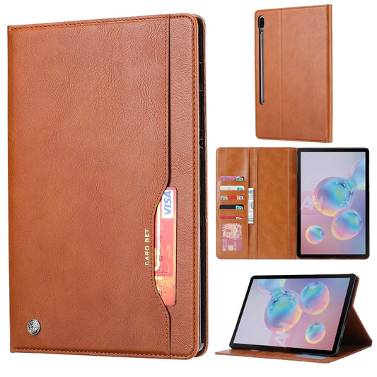 For Samsung Galaxy Tab S8+ X800 Knead Skin Texture Flip Tablet Leather Case(Brown) - Galaxy Tab S8+ Cases by buy2fix | Online Shopping UK | buy2fix