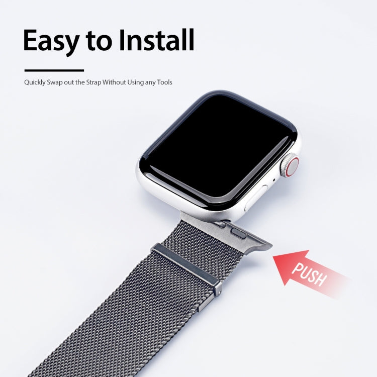 DUX DUCIS Milanese Watchband For Apple Watch Series 9&8&7 45mm / SE 3&SE 2&6&SE&5&4 44mm / 3&2&1 42mm(Gun Grey) - Watch Bands by DUX DUCIS | Online Shopping UK | buy2fix