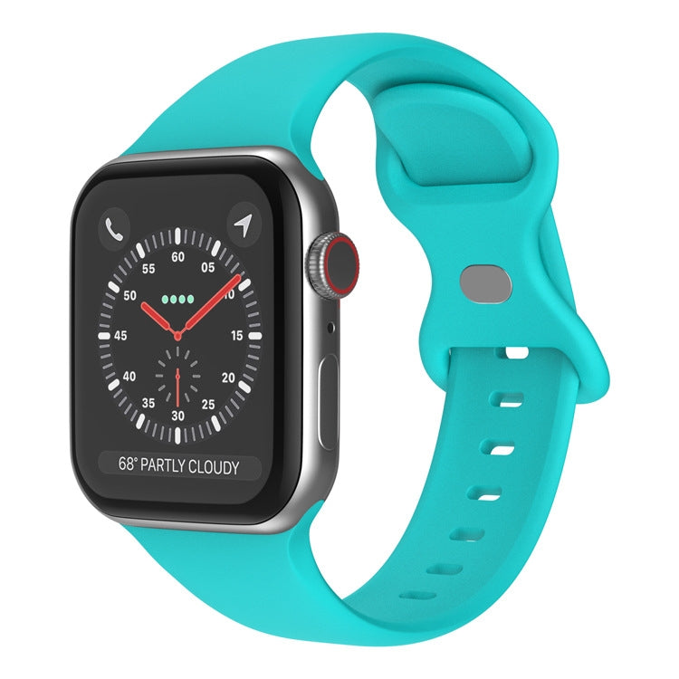 Butterfly Buckle Silicone Watch Band, Size: L For Apple Watch Ultra 49mm&Watch Ultra 2 49mm / Series 9&8&7 45mm / SE 3&SE 2&6&SE&5&4 44mm / 3&2&1 42mm(Duck Green) - Watch Bands by buy2fix | Online Shopping UK | buy2fix