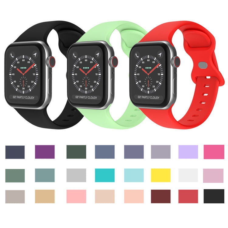 Butterfly Buckle Silicone Watch Band, Size: L For Apple Watch Ultra 49mm&Watch Ultra 2 49mm / Series 9&8&7 45mm / SE 3&SE 2&6&SE&5&4 44mm / 3&2&1 42mm(Duck Green) - Watch Bands by buy2fix | Online Shopping UK | buy2fix