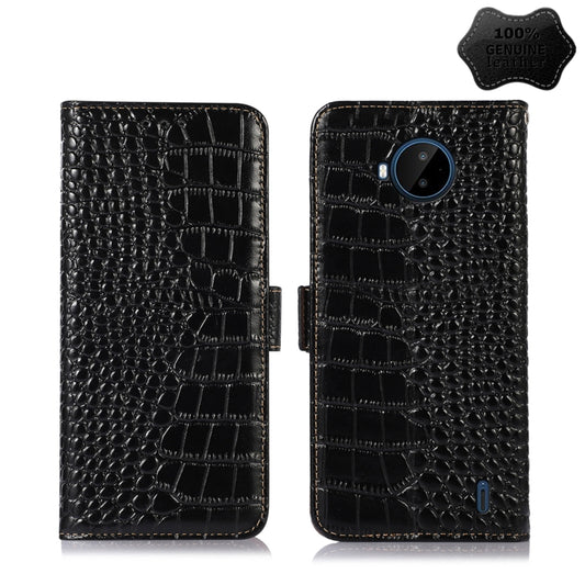 For Nokia C20 Plus Crocodile Top Layer Cowhide Leather Phone Case(Black) - Nokia Cases by buy2fix | Online Shopping UK | buy2fix