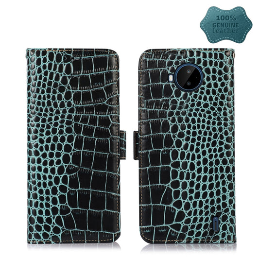 For Nokia C20 Plus Crocodile Top Layer Cowhide Leather Phone Case(Green) - Nokia Cases by buy2fix | Online Shopping UK | buy2fix