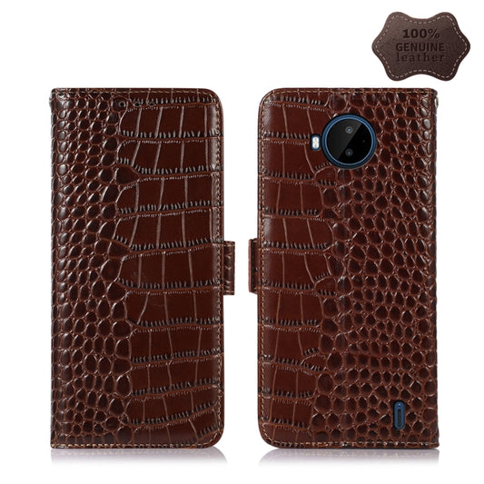 For Nokia C20 Plus Crocodile Top Layer Cowhide Leather Phone Case(Brown) - Nokia Cases by buy2fix | Online Shopping UK | buy2fix