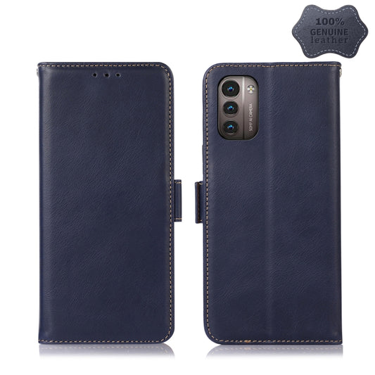 For Nokia G11 / G21 4G Crazy Horse Top Layer Cowhide Leather Phone Case(Blue) - Nokia Cases by buy2fix | Online Shopping UK | buy2fix