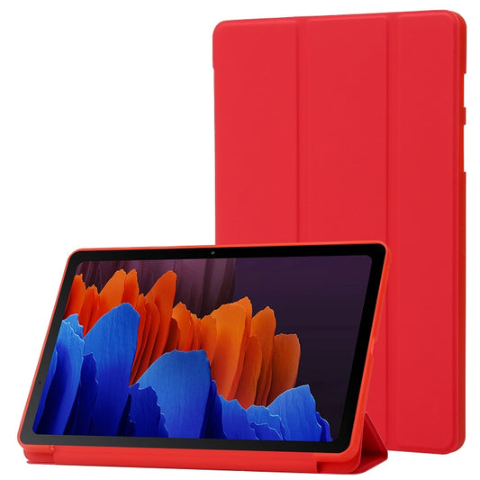 For Samsung Galaxy Tab S8+ / S7+ 3-Fold Holder Silicone Leather Tablet Case(Red) - Galaxy Tab S8+ Cases by buy2fix | Online Shopping UK | buy2fix