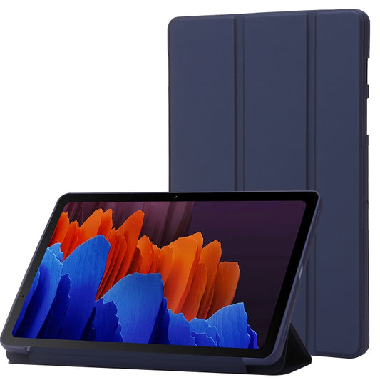 For Samsung Galaxy Tab S8+ / S7+ 3-Fold Holder Silicone Leather Tablet Case(Dark Blue) - Galaxy Tab S8+ Cases by buy2fix | Online Shopping UK | buy2fix