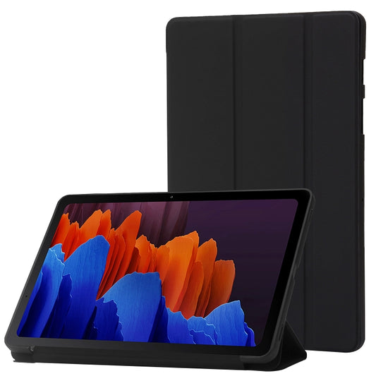 For Samsung Galaxy Tab S8+ / S7+ 3-Fold Holder Silicone Leather Tablet Case(Black) - Galaxy Tab S8+ Cases by buy2fix | Online Shopping UK | buy2fix