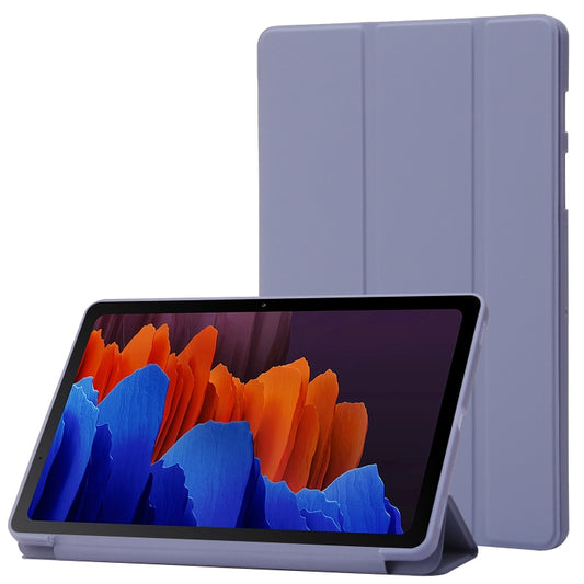 For Samsung Galaxy Tab S8+ / S7+ 3-Fold Holder Silicone Leather Tablet Case(Purple) - Galaxy Tab S8+ Cases by buy2fix | Online Shopping UK | buy2fix