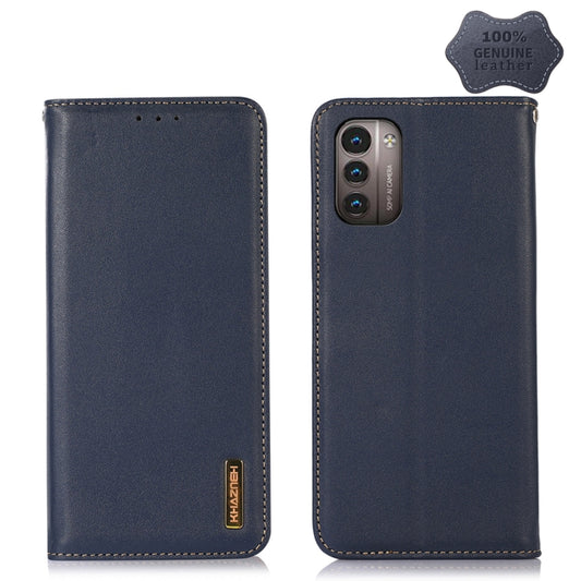 For Nokia G11 / G21 4G KHAZNEH Nappa Top Layer Cowhide Leather Phone Case(Blue) - Nokia Cases by buy2fix | Online Shopping UK | buy2fix