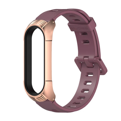 For Xiaomi Mi Band 6 / 5 / 4 / 3 Mijobs Flat Hole Silicone Watch Band, Style:TF Case(Wine Red+Rose Gold) - Watch Bands by MIJOBS | Online Shopping UK | buy2fix